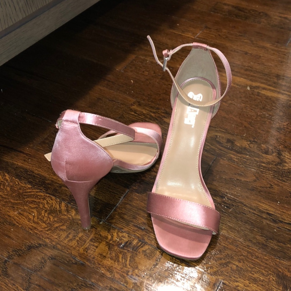 Pink satin heels